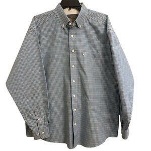 Panhandle Tuf Cooper Mens Large L Button Long Sleeve Blue Checked Shirt